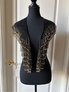 Black Beaded Fringe Shrug